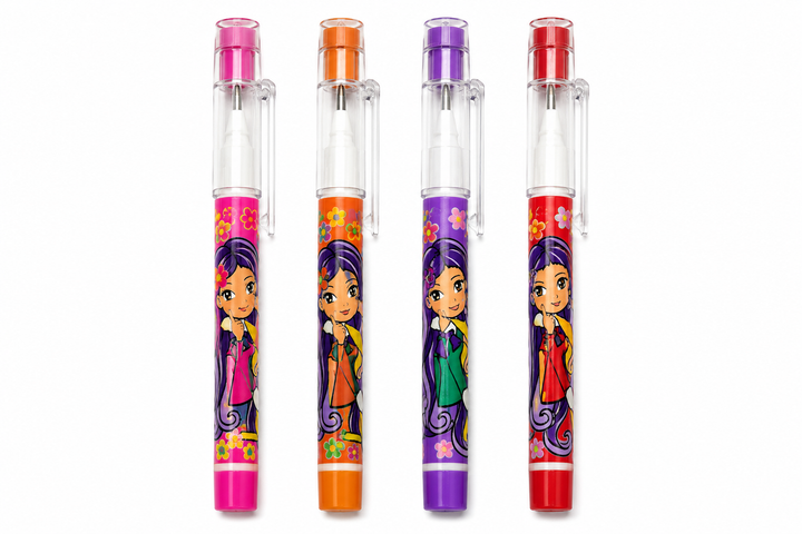 Pencil Set with Cap – 0.7mm HB Lead Pens, Cute Printed Design, Smooth Writing Drafting Pencil for Office, School, Drawing & Sketching