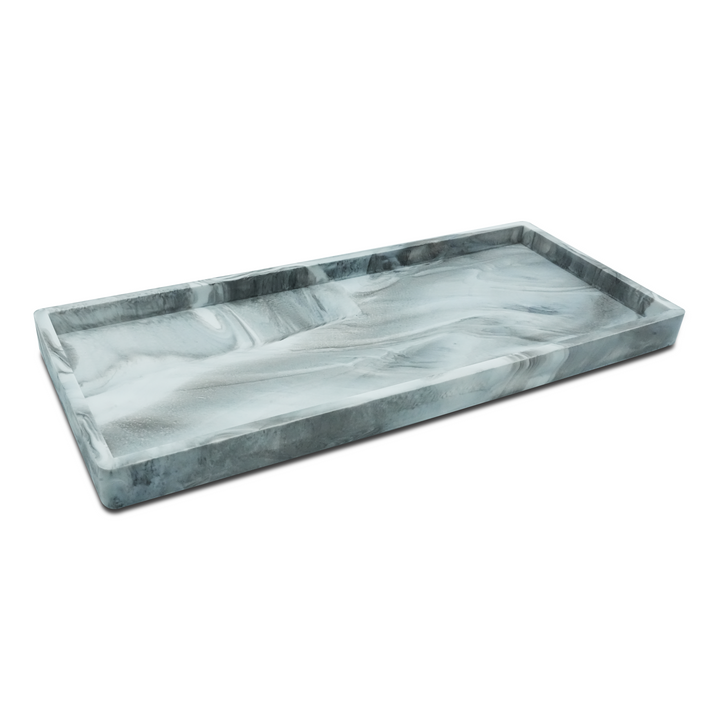 Beram Bathroom Storage Rectangular Tray Grey Marble Effect  Silica GelGrey Bathroom Storage Rack with Silicagel Rectangular Tray for Toiletries and Essentials for Vanity & Sink Counter