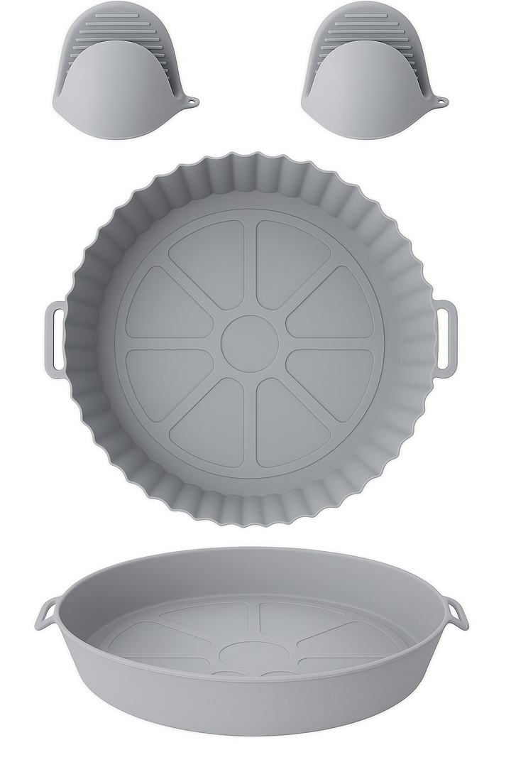 Beram Air Fryer Liner Round Premium Reusable Non-Stick Silicone Baking Mat for Air Fryers Ovens and Microwaves Heat-Resistant Easy Clean Food-Grade Liner for Cooking Frying Roasting and Baking