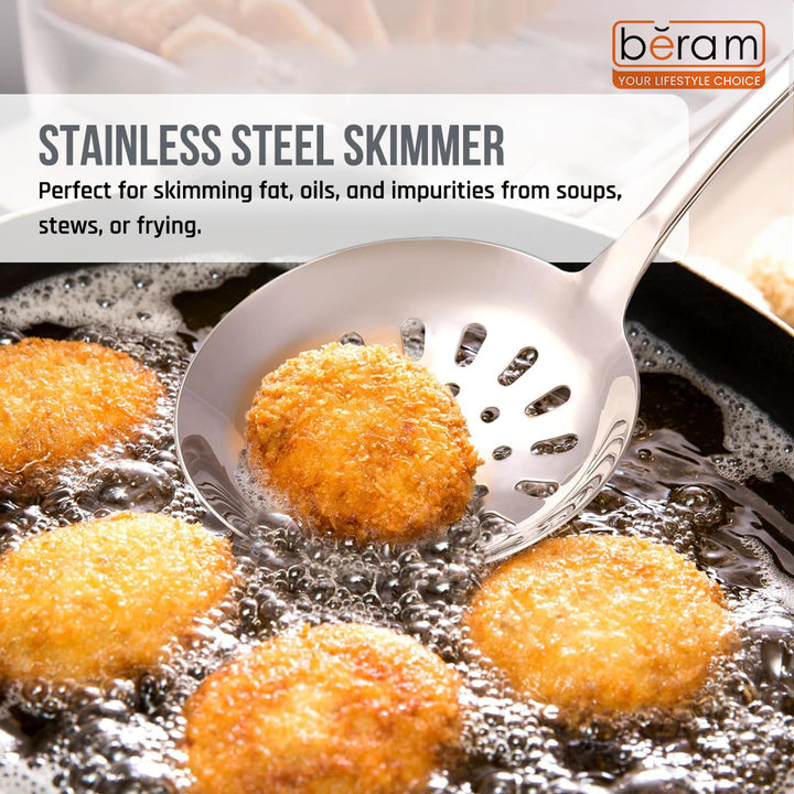 BERAM Cooking Utensils Set S-Shaped 304 Stainless Steel Silverware Cookware Set Includes Spatula Skimmer Soup Ladle Turner Pasta Server Rice Scoop with Multipurpose Stand