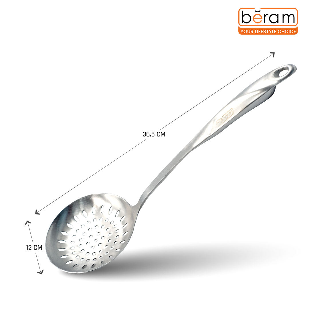 BERAM Cooking S Shaped Skimmer Food Strainer 304 Stainless Steel Spatula Kitchen Utensil Spoon 100% Food Grade Compact Lightweight