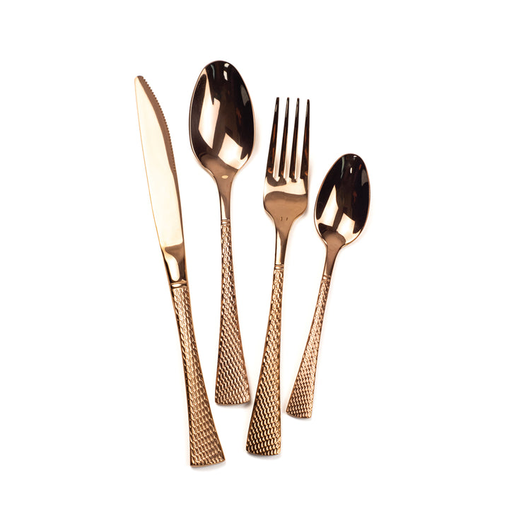 Beram Sparkling Copper Mermaid 304 Cutlery Set – 18/10 Stainless Steel Flatware with Engraved Handles, Elegant Tableware Premium Utensils for Home, Restaurants & Hotels