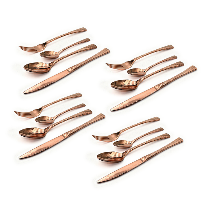 Beram Sparkling Copper Mermaid 304 Cutlery Set – 18/10 Stainless Steel Flatware with Engraved Handles, Elegant Tableware Premium Utensils for Home, Restaurants & Hotels