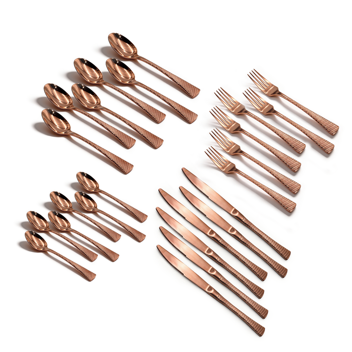 Beram Sparkling Copper Mermaid 304 Cutlery Set – 18/10 Stainless Steel Flatware with Engraved Handles, Elegant Tableware Premium Utensils for Home, Restaurants & Hotels