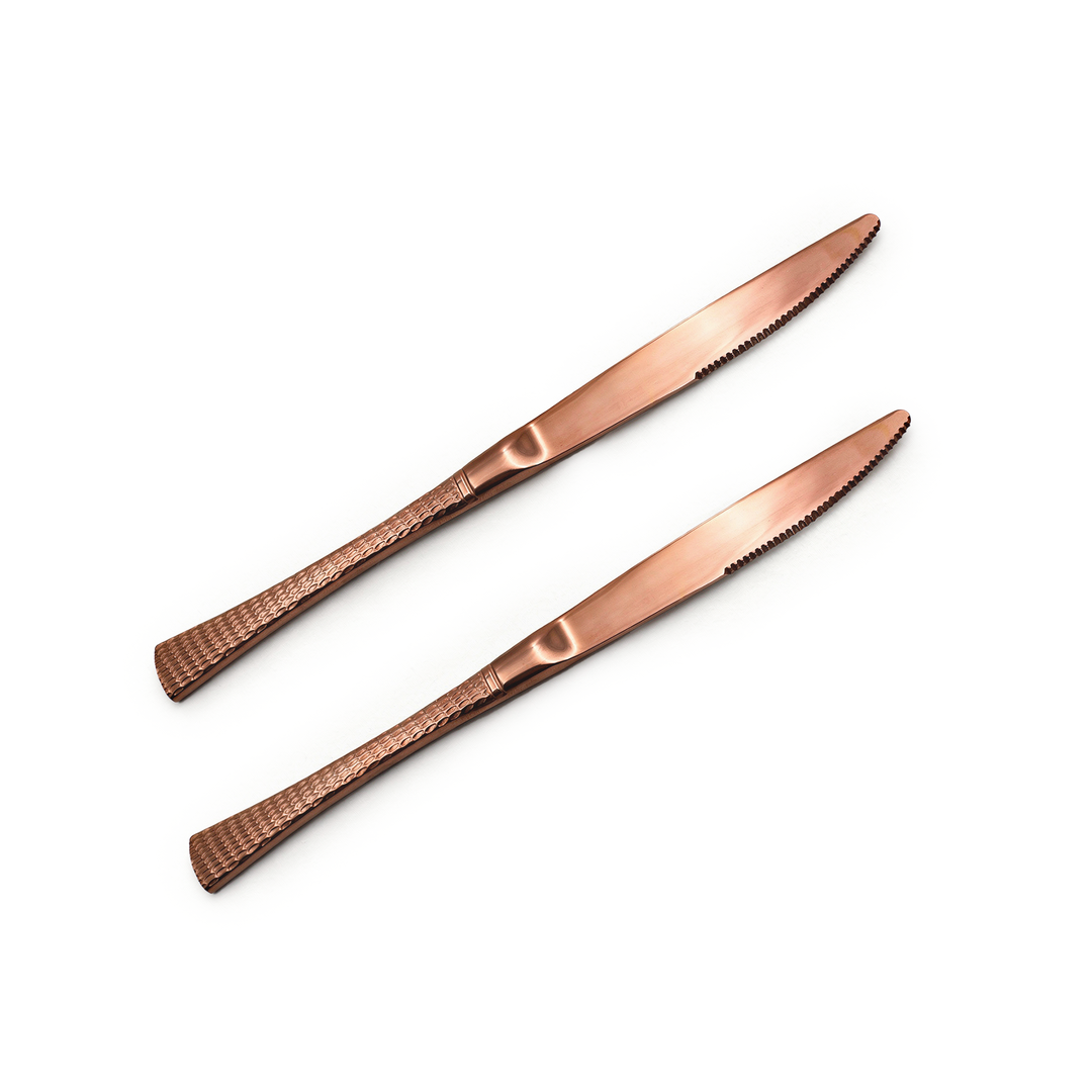Beram Sparkling Copper Mermaid Cutlery – 18/10 Stainless Steel Flatware with Engraved Handles, Elegant Tableware Premium Utensils for Home, Restaurants & Hotels