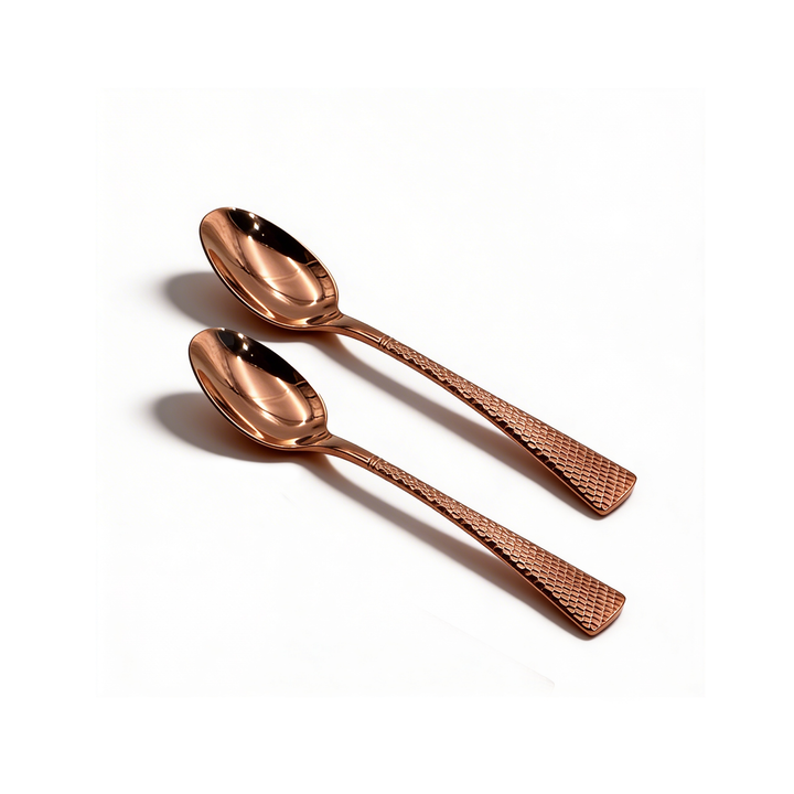 Beram Sparkling Copper Mermaid Cutlery – 18/10 Stainless Steel Flatware with Engraved Handles, Elegant Tableware Premium Utensils for Home, Restaurants & Hotels