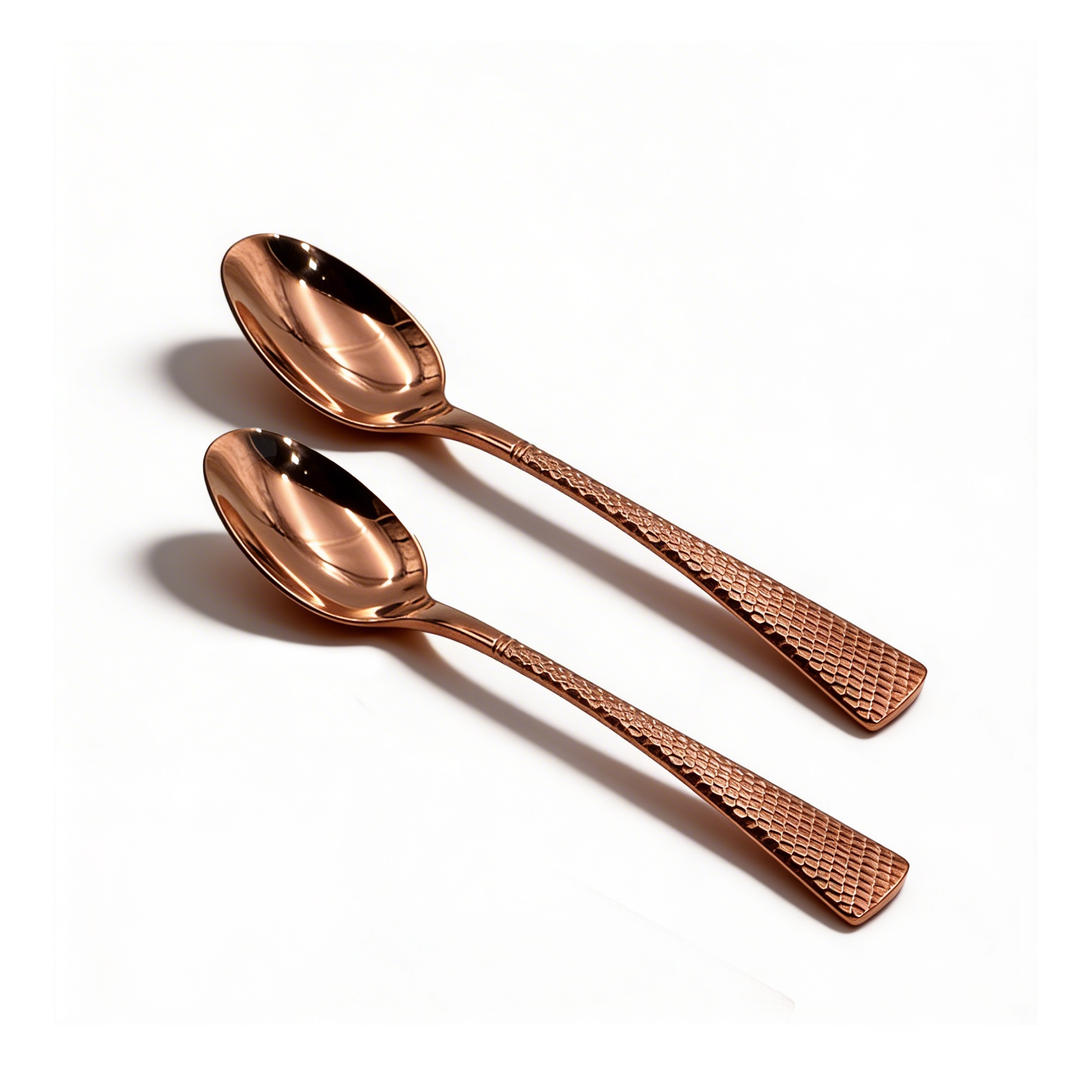 Beram Sparkling Copper Mermaid Cutlery – 18/10 Stainless Steel Flatware with Engraved Handles, Elegant Tableware Premium Utensils for Home, Restaurants & Hotels