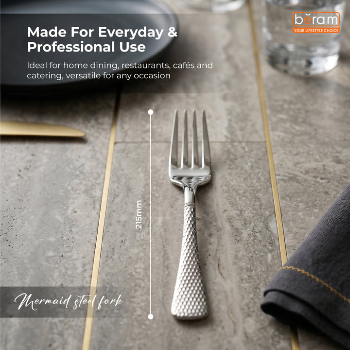 Beram Sparkling Steel Mermaid Cutlery Stainless Steel, Flatware Set,18/10 Grade, Kitchen Utensils Silverware with Engraved Handles Tableware Set For Home, Restaurants, Hotels