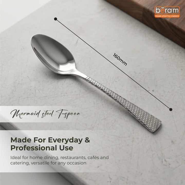 Beram Sparkling Steel Mermaid Cutlery Stainless Steel, Flatware Set,18/10 Grade, Kitchen Utensils Silverware with Engraved Handles Tableware Set For Home, Restaurants, Hotels