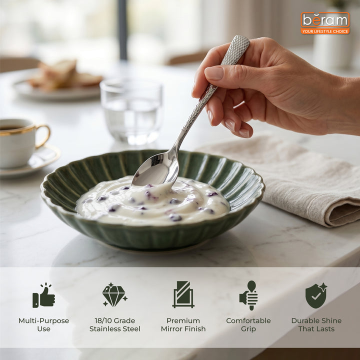 Beram Sparkling Steel Mermaid Cutlery Stainless Steel, Flatware Set,18/10 Grade, Kitchen Utensils Silverware with Engraved Handles Tableware Set For Home, Restaurants, Hotels