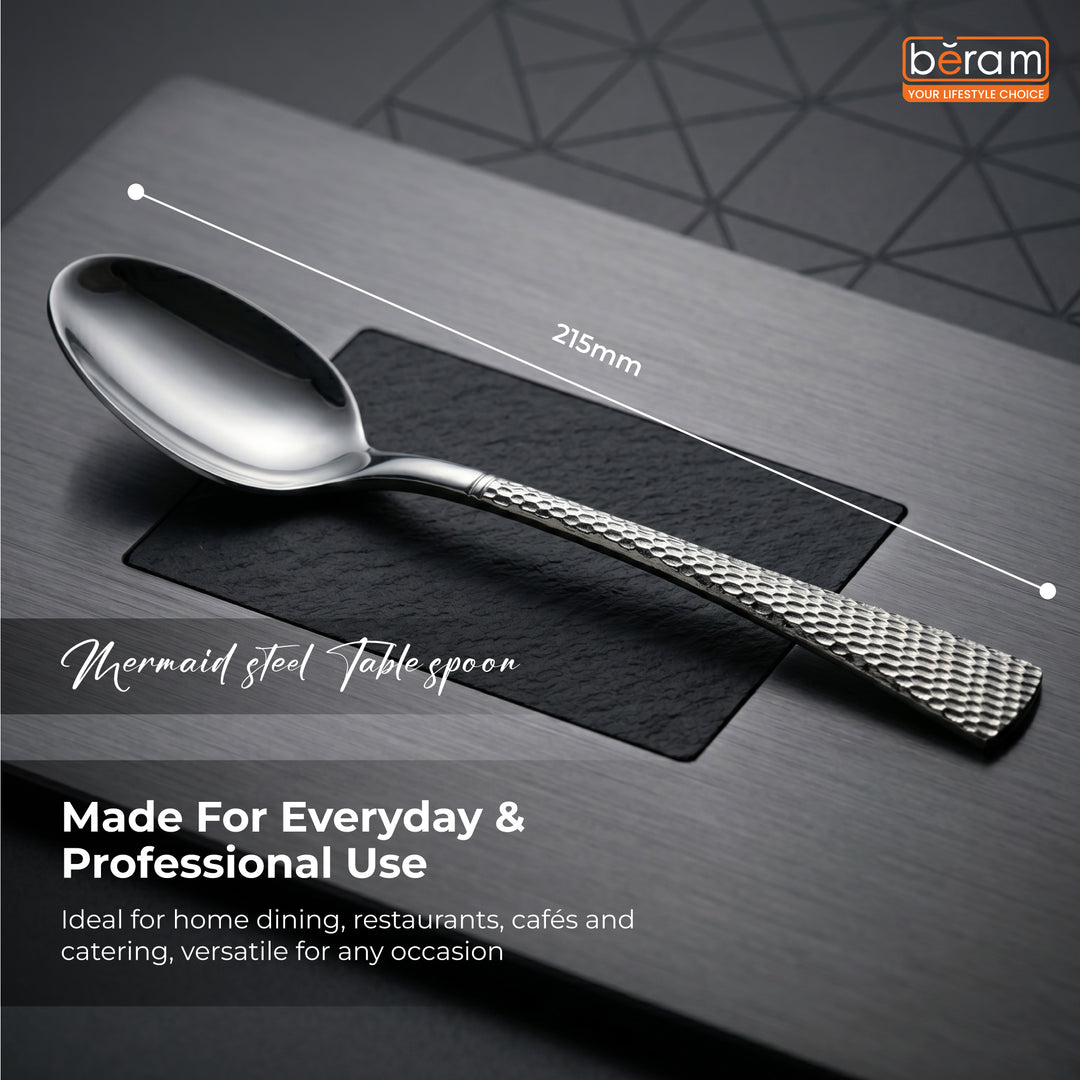 Beram Sparkling Steel Mermaid Cutlery Stainless Steel, Flatware Set,18/10 Grade, Kitchen Utensils Silverware with Engraved Handles Tableware Set For Home, Restaurants, Hotels