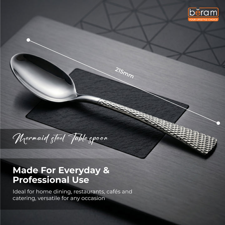 Beram Sparkling Steel Mermaid Cutlery Stainless Steel, Flatware Set,18/10 Grade, Kitchen Utensils Silverware with Engraved Handles Tableware Set For Home, Restaurants, Hotels