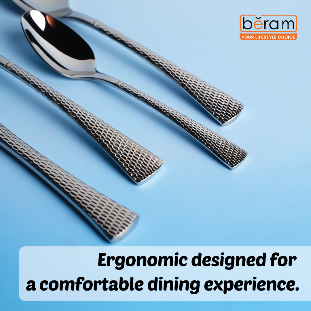 BERAM Sparkling Steel Mermaid Cutlery Set Stainless Steel, Flatware Set,18/10 Grade, Kitchen Utensils Set, Silverware with Engraved Handles Tableware Set For Home, Restaurants, Hotels