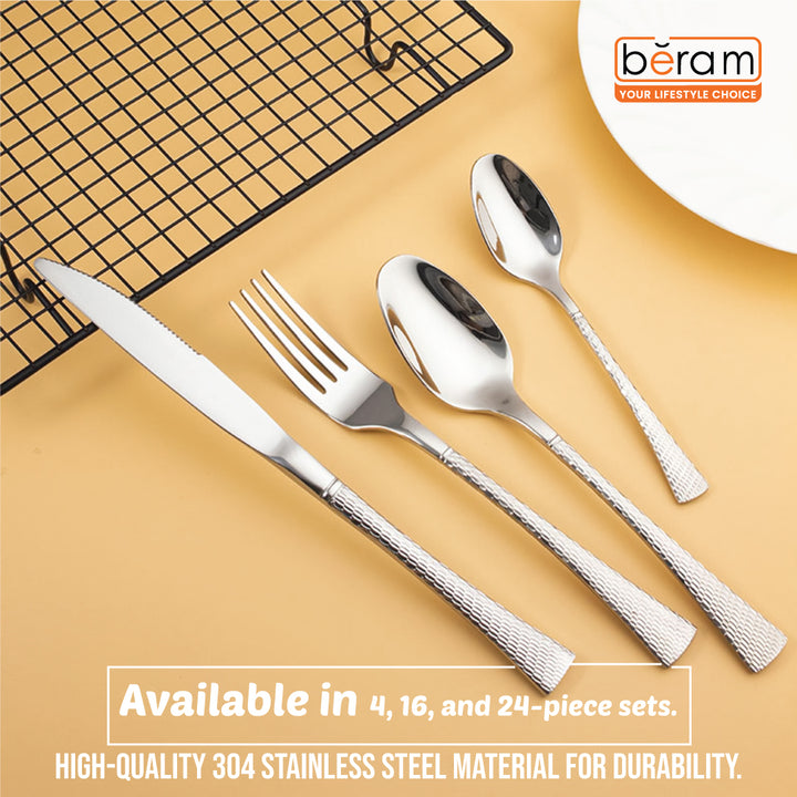 BERAM Sparkling Steel Mermaid Cutlery Set Stainless Steel, Flatware Set,18/10 Grade, Kitchen Utensils Set, Silverware with Engraved Handles Tableware Set For Home, Restaurants, Hotels