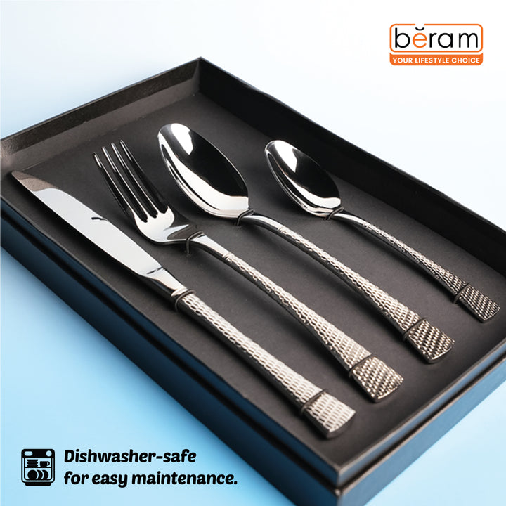 BERAM Sparkling Steel Mermaid Cutlery Set Stainless Steel, Flatware Set,18/10 Grade, Kitchen Utensils Set, Silverware with Engraved Handles Tableware Set For Home, Restaurants, Hotels