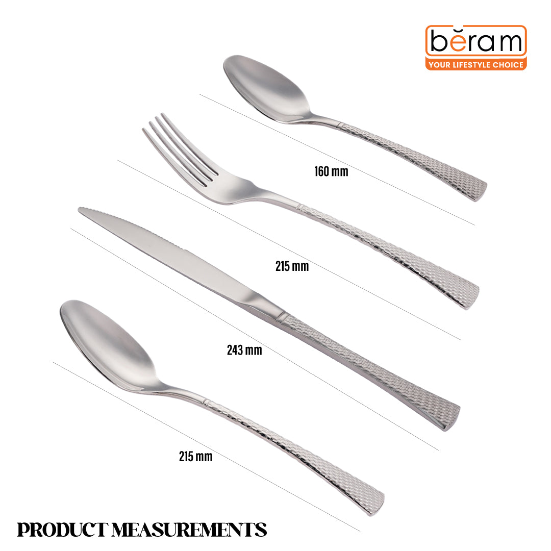 BERAM Sparkling Steel Mermaid Cutlery Set Stainless Steel, Flatware Set,18/10 Grade, Kitchen Utensils Set, Silverware with Engraved Handles Tableware Set For Home, Restaurants, Hotels