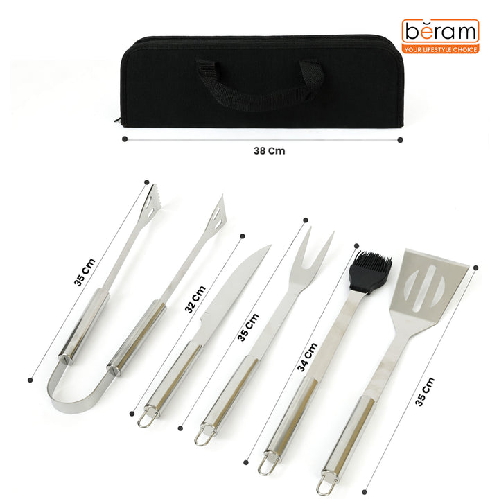 BERAM BBQ Tool Kit Set Portable Barbecue Grill Accessories and Grilling Tools Stainless Steel Tongs Barbeque Utensils for Outdoor Camping Kitchen Cooking and BBQ Parties