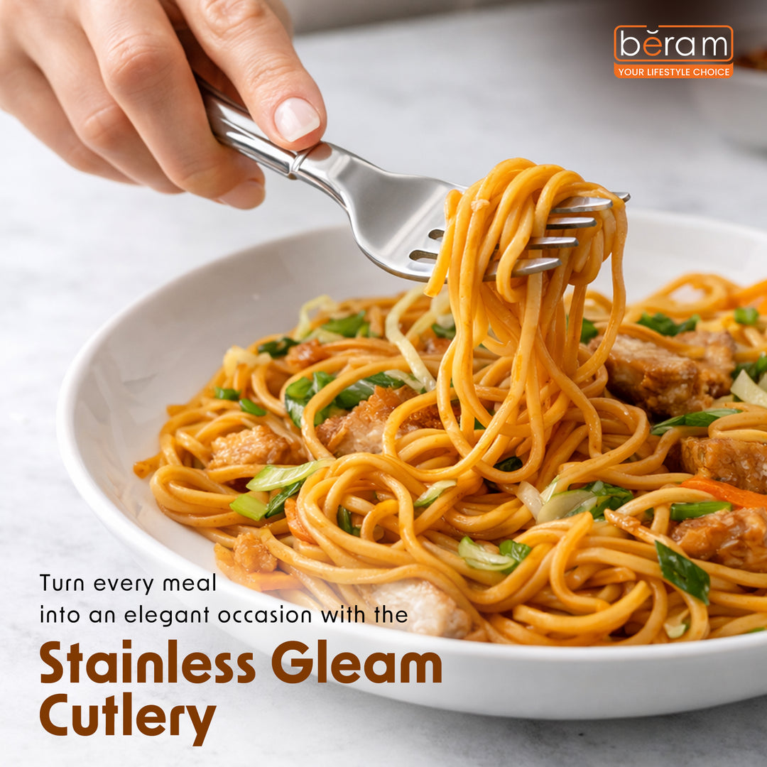 BERAM Stainless Gleam Cutlery Stainless Steel Flatware 18/10 Grade, Kitchen Utensils Tableware Set For Home, Restaurants, Hotels and More