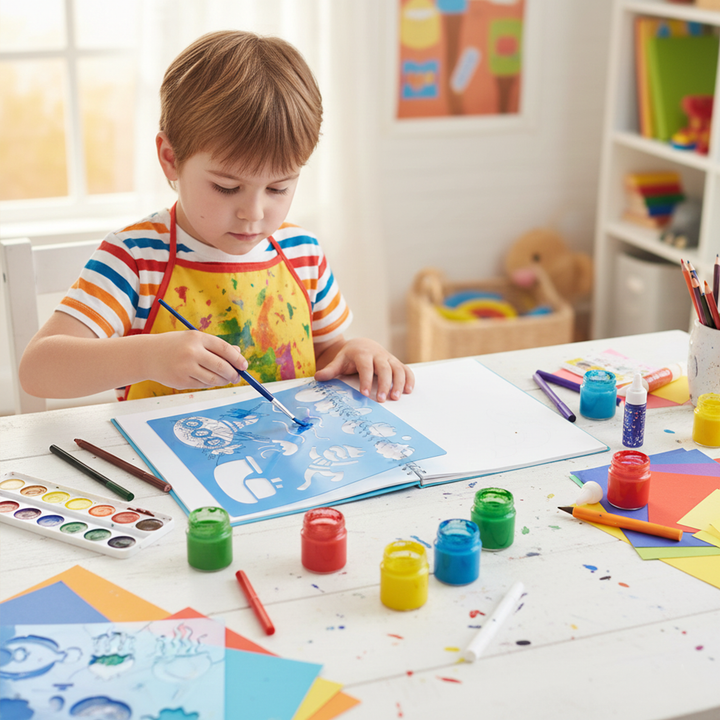 Under Water Wonders Kids Art Set Ocean Animals Drawing Kit with 80 Sketch Pages 5 Sea Life Stencils and 1 Sticker Sheet Creative Sea World Activity Book for Fun Learning and Imaginative Play