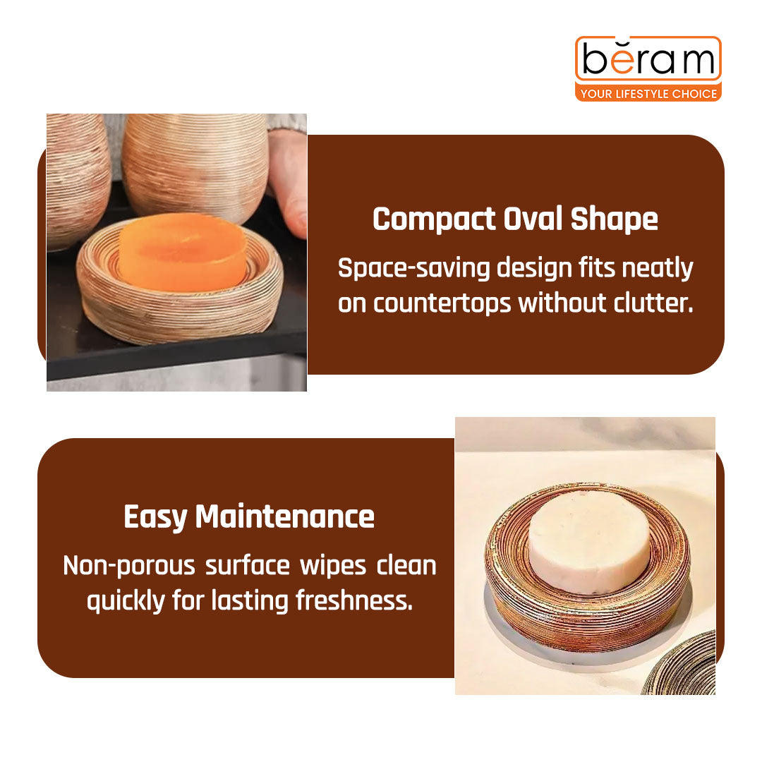 Beram 5PCS Brown Ceramic Bathroom Kitchen Accessory Set Natural Textured Design with Soap Dispenser brush Holder Tumbler Multifunction Holder & Soap Dish Rustic Boho Style (5PCS Set)