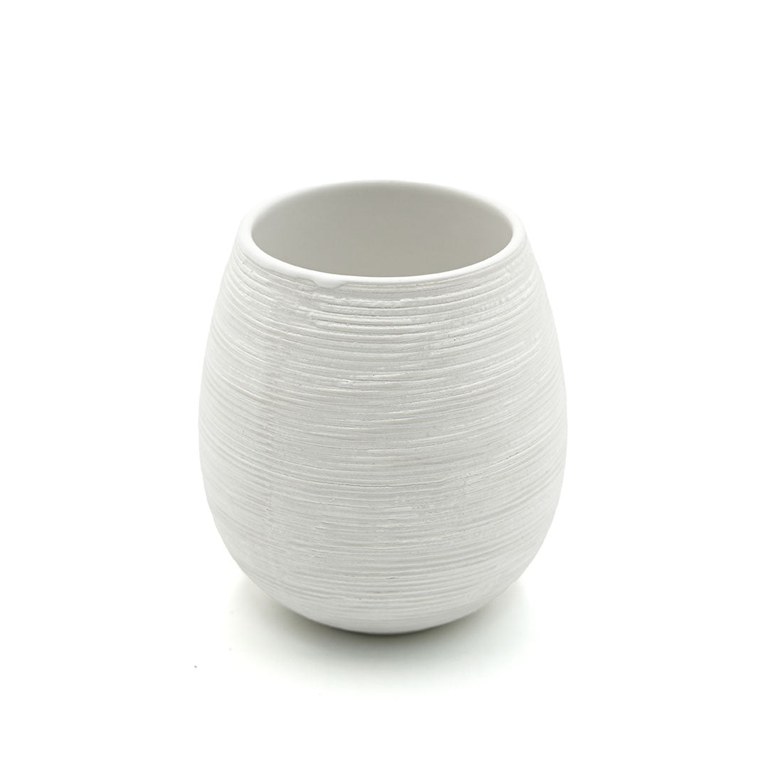 Beram Bathroom Accessory White Stripes Set 5 Piece Ceramic  Natural Textured Design with Soap Dispenser Toothbrush Holder Tumbler Multifunction Holder & Soap Dish (5PCS Set)