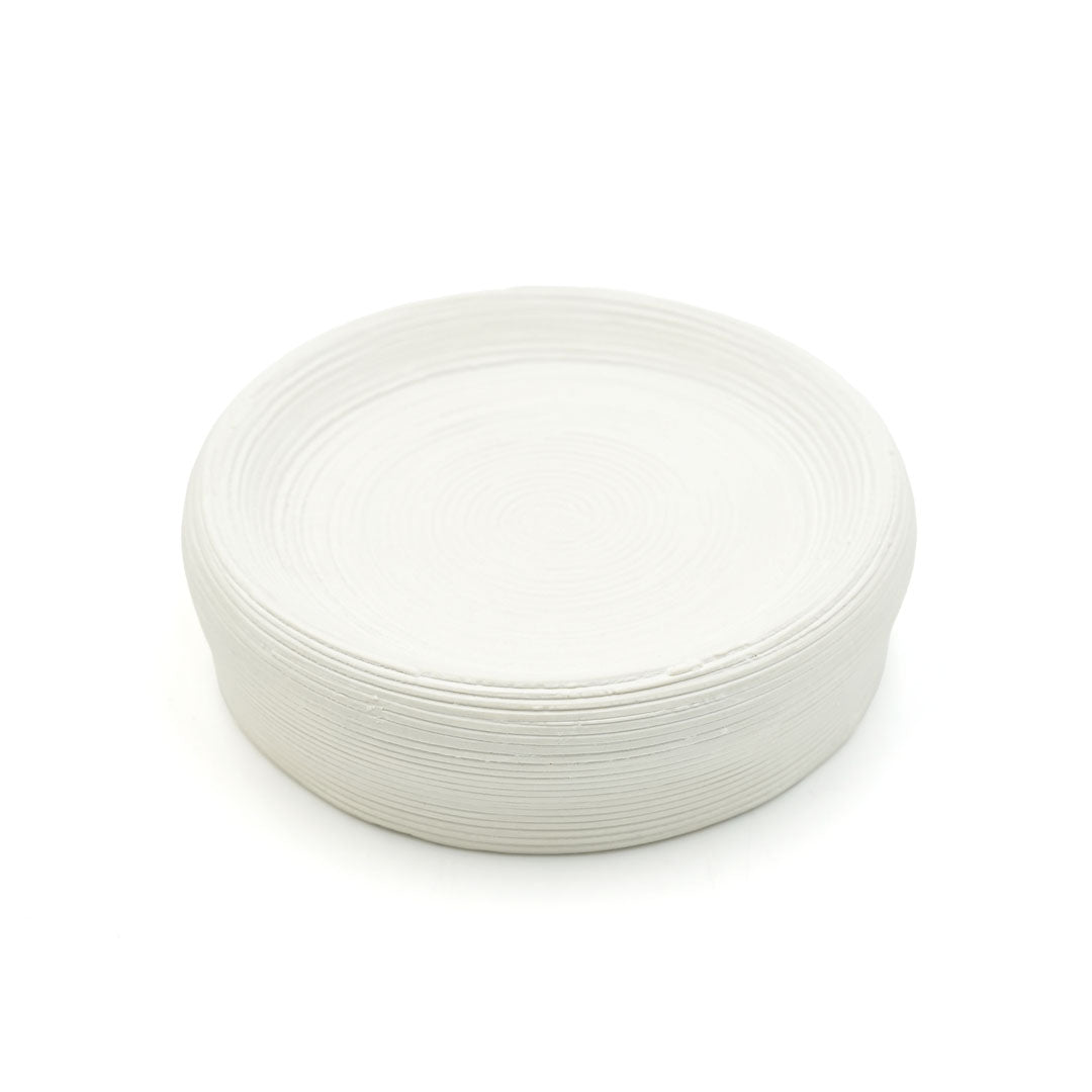 Beram Bathroom Accessory White Stripes Set 5 Piece Ceramic  Natural Textured Design with Soap Dispenser Toothbrush Holder Tumbler Multifunction Holder & Soap Dish (5PCS Set)