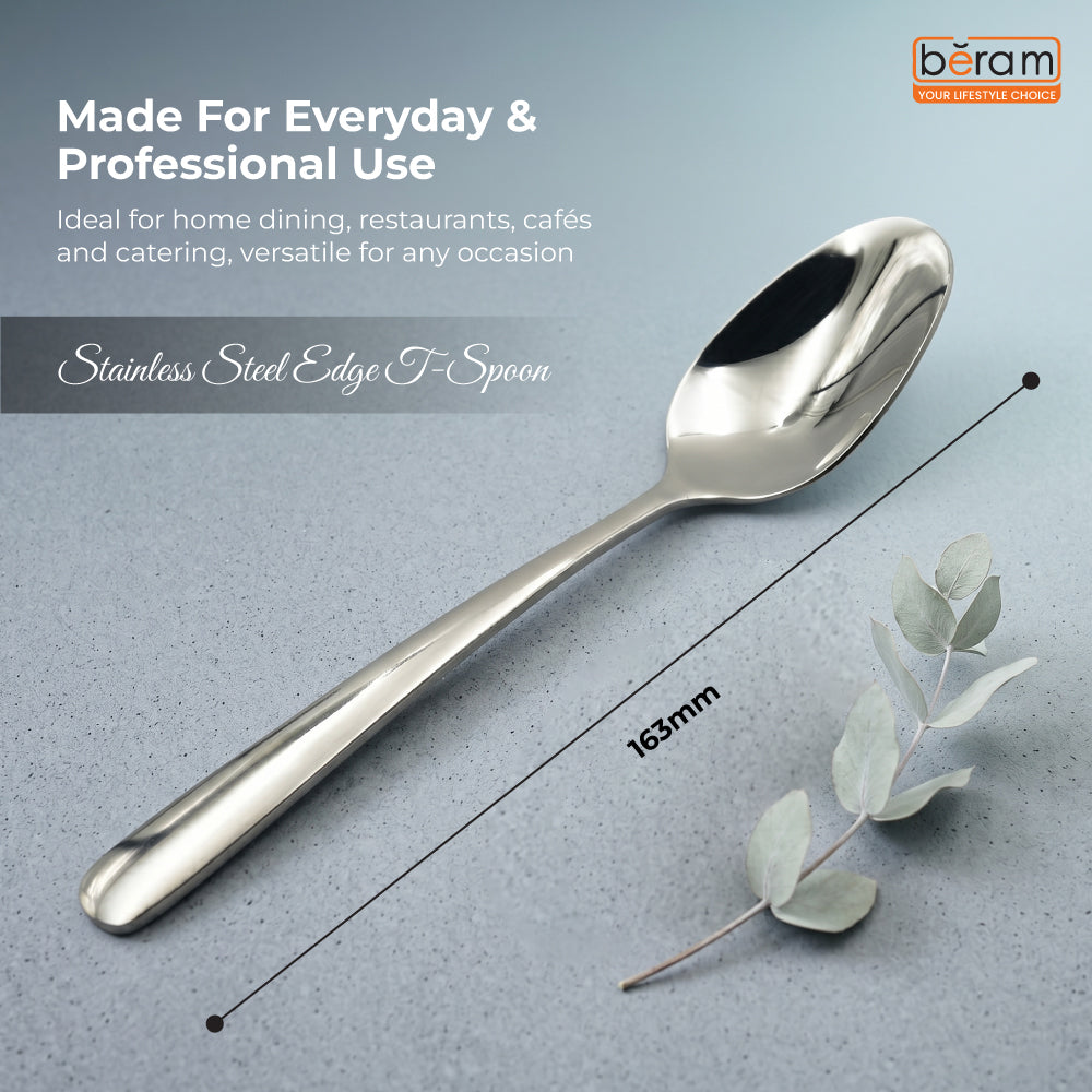 BERAM Stainless Edge Cutlery – Premium 18/10 Stainless Steel Flatware with Elegant Silver Non-Slip Handles – Durable Kitchen Utensils for Home & Restaurants