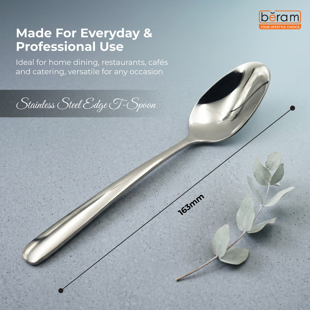 BERAM Stainless Edge Cutlery – Premium 18/10 Stainless Steel Flatware with Elegant Silver Non-Slip Handles – Durable Kitchen Utensils for Home & Restaurants