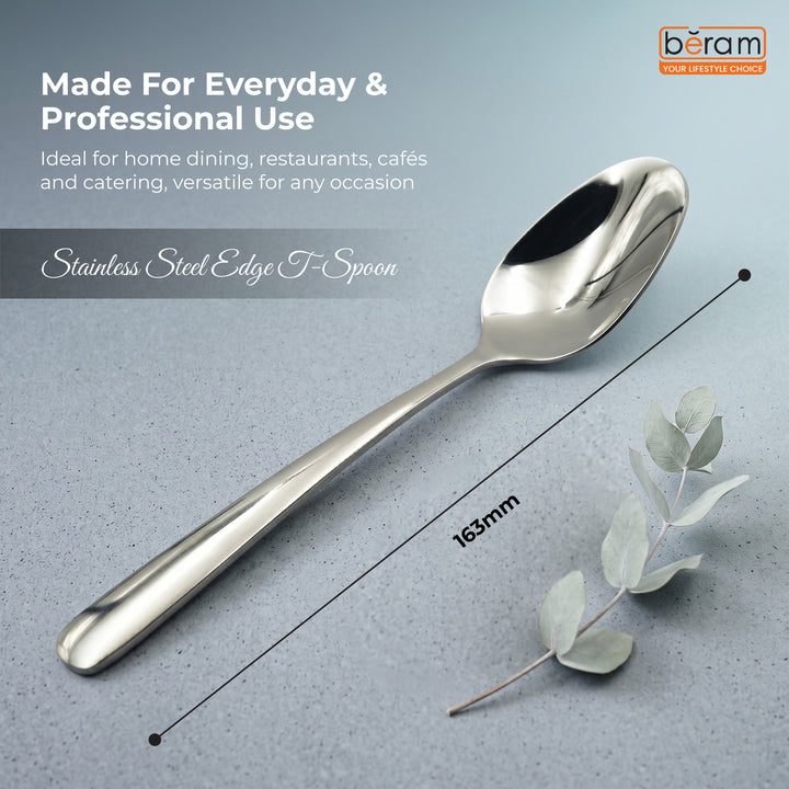 BERAM Stainless Edge Cutlery – Premium 18/10 Stainless Steel Flatware with Elegant Silver Non-Slip Handles – Durable Kitchen Utensils for Home & Restaurants