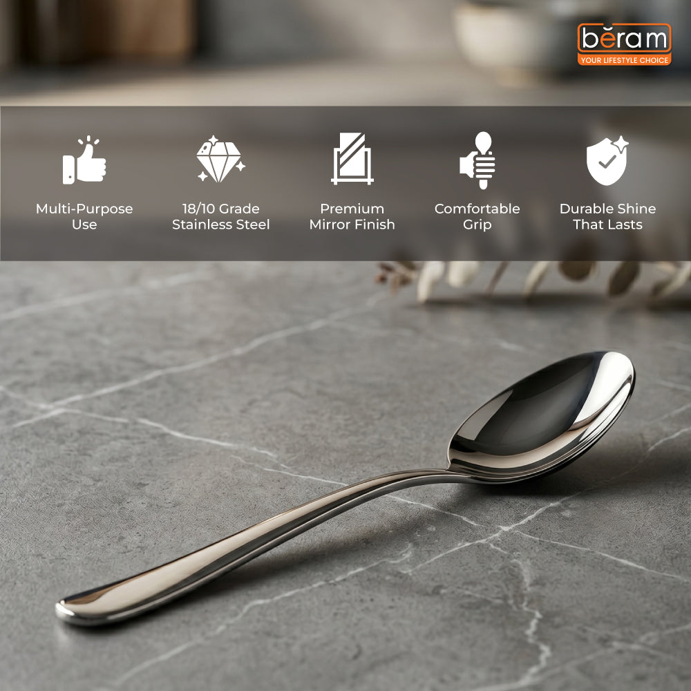 BERAM Stainless Edge Cutlery – Premium 18/10 Stainless Steel Flatware with Elegant Silver Non-Slip Handles – Durable Kitchen Utensils for Home & Restaurants