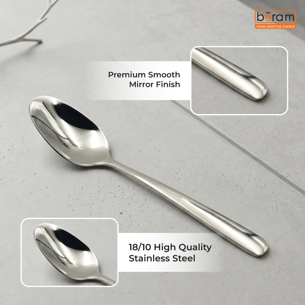 BERAM Stainless Edge Cutlery – Premium 18/10 Stainless Steel Flatware with Elegant Silver Non-Slip Handles – Durable Kitchen Utensils for Home & Restaurants