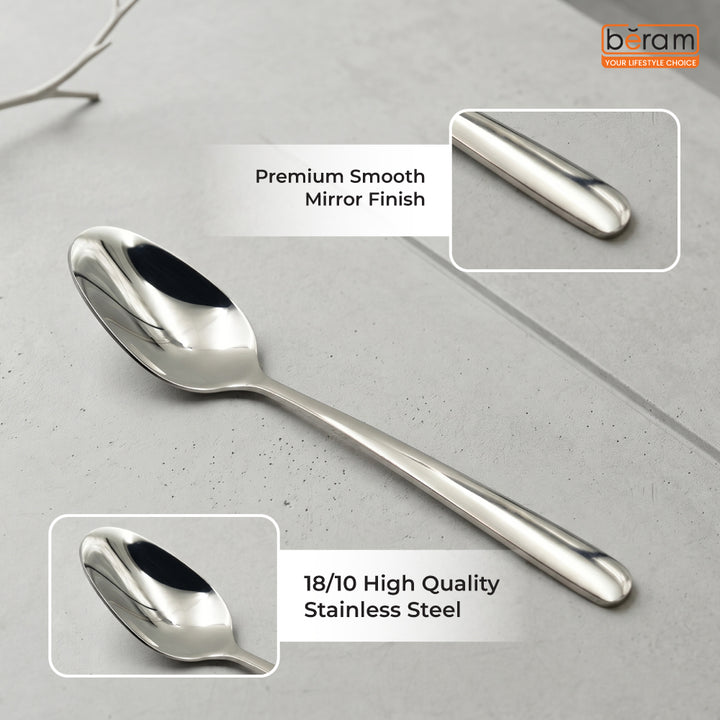 BERAM Stainless Edge Cutlery – Premium 18/10 Stainless Steel Flatware with Elegant Silver Non-Slip Handles – Durable Kitchen Utensils for Home & Restaurants
