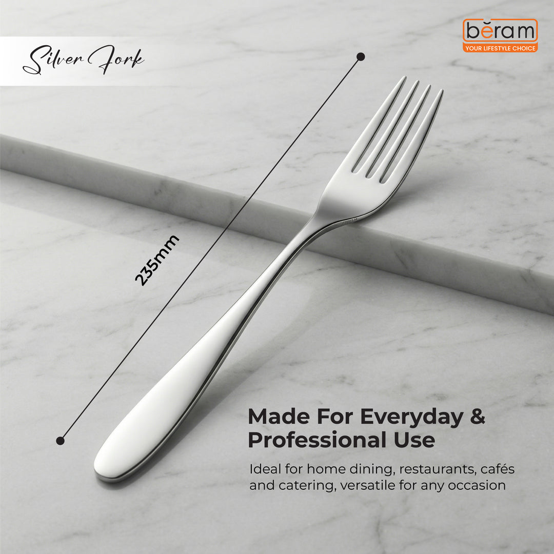 BERAM Table Trend Cutlery Elegant 18/10 Stainless Steel Flatware with PVD Silver, Premium Tableware for Home, Restaurants
