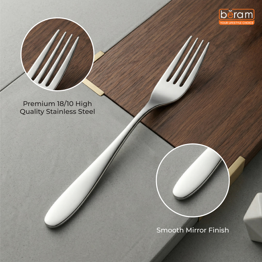 BERAM Table Trend Cutlery Elegant 18/10 Stainless Steel Flatware with PVD Silver, Premium Tableware for Home, Restaurants