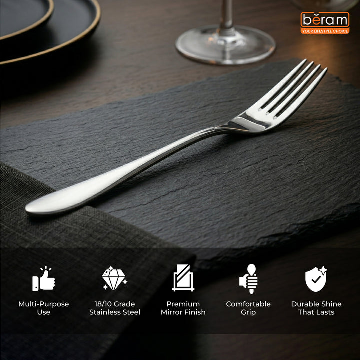 BERAM Table Trend Cutlery Elegant 18/10 Stainless Steel Flatware with PVD Silver, Premium Tableware for Home, Restaurants