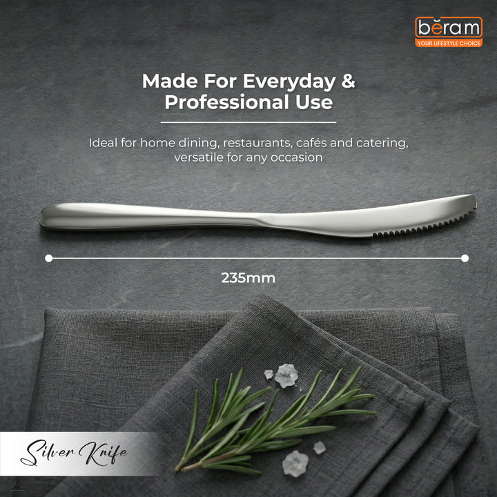 BERAM Table Trend Cutlery Elegant 18/10 Stainless Steel Flatware with PVD Silver, Premium Tableware for Home, Restaurants