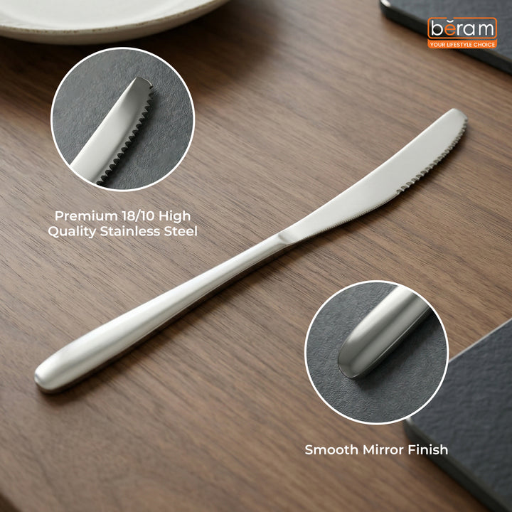 BERAM Table Trend Cutlery Elegant 18/10 Stainless Steel Flatware with PVD Silver, Premium Tableware for Home, Restaurants