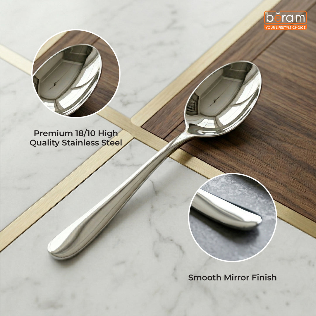 BERAM Table Trend Cutlery Elegant 18/10 Stainless Steel Flatware with PVD Silver, Premium Tableware for Home, Restaurants