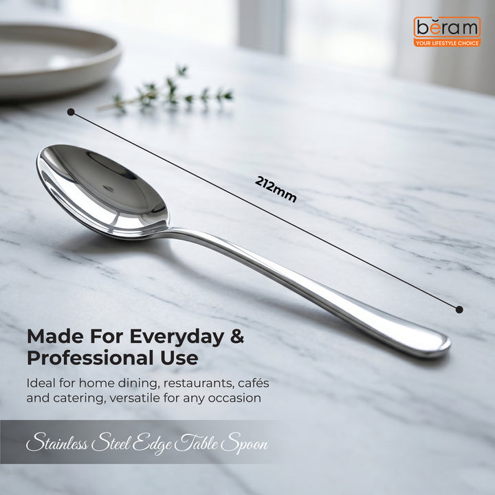 BERAM Stainless Edge Cutlery – Premium 18/10 Stainless Steel Flatware with Elegant Silver Non-Slip Handles – Durable Kitchen Utensils for Home & Restaurants