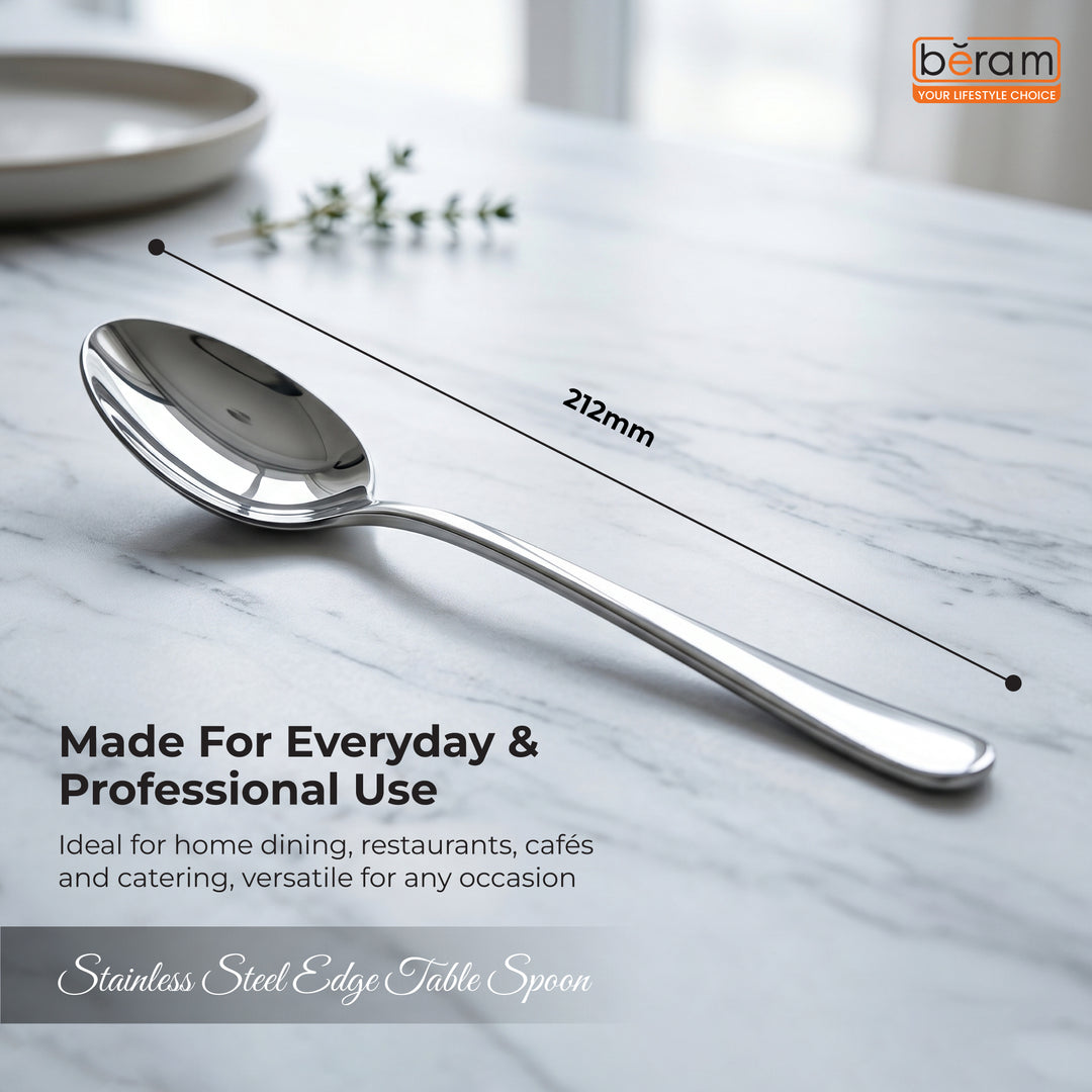 BERAM Stainless Edge Cutlery – Premium 18/10 Stainless Steel Flatware with Elegant Silver Non-Slip Handles – Durable Kitchen Utensils for Home & Restaurants