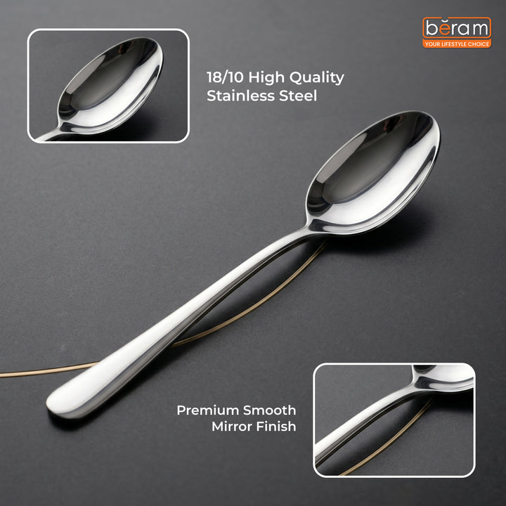 BERAM Stainless Edge Cutlery – Premium 18/10 Stainless Steel Flatware with Elegant Silver Non-Slip Handles – Durable Kitchen Utensils for Home & Restaurants