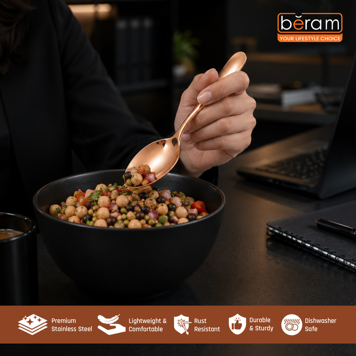 BERAM Table Trend Cutlery Elegant 18/10 Stainless Steel Flatware with PVD Copper Finish, Premium Tableware for Home, Restaurants