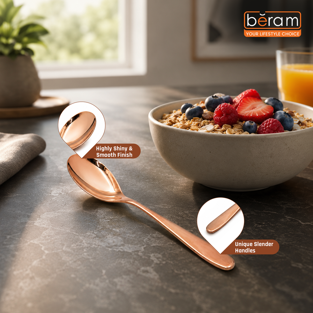 BERAM Table Trend Cutlery Elegant 18/10 Stainless Steel Flatware with PVD Copper Finish, Premium Tableware for Home, Restaurants