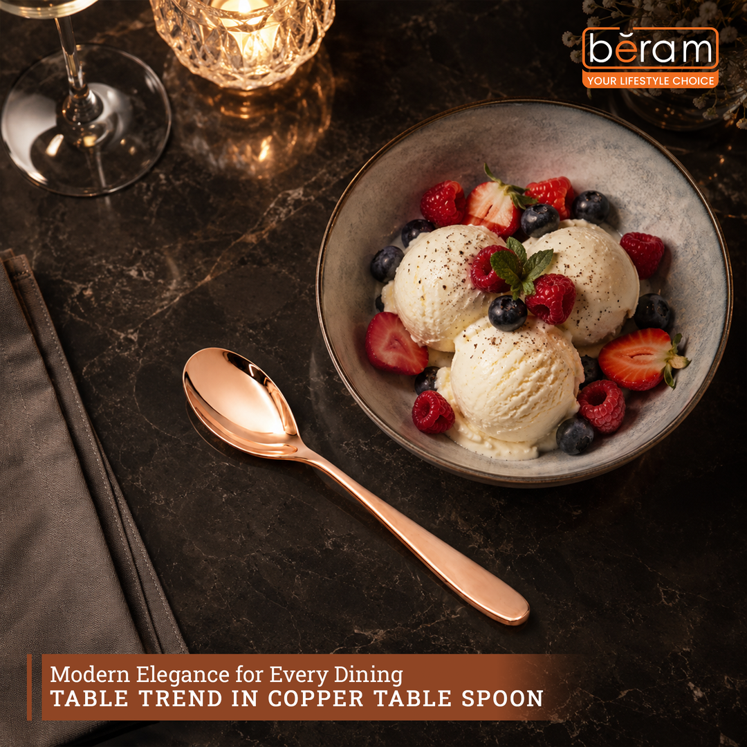 BERAM Table Trend Cutlery Elegant 18/10 Stainless Steel Flatware with PVD Copper Finish, Premium Tableware for Home, Restaurants