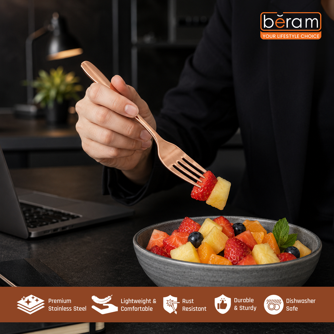BERAM Table Trend Cutlery Elegant 18/10 Stainless Steel Flatware with PVD Copper Finish, Premium Tableware for Home, Restaurants