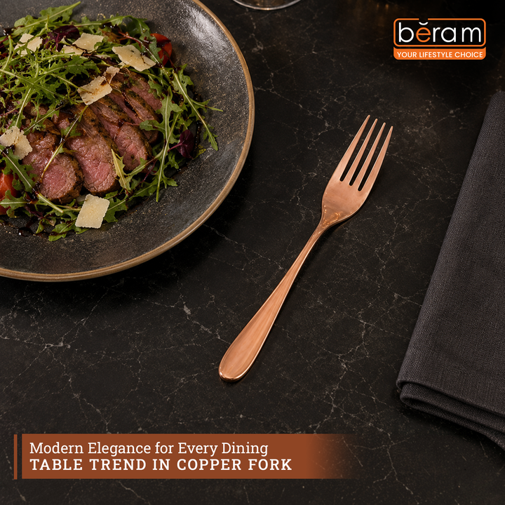 BERAM Table Trend Cutlery Elegant 18/10 Stainless Steel Flatware with PVD Copper Finish, Premium Tableware for Home, Restaurants