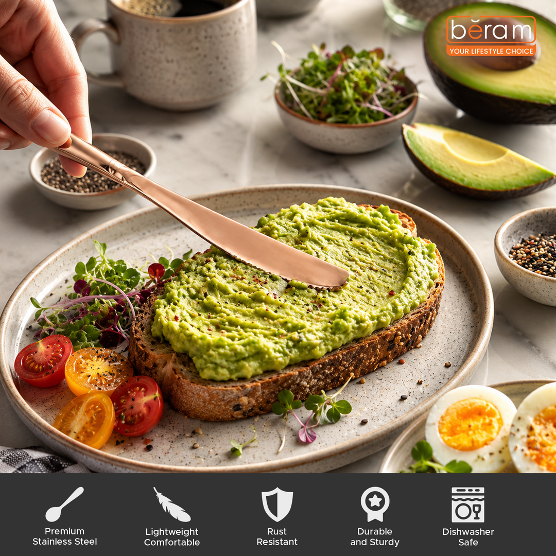 BERAM Table Trend Cutlery Elegant 18/10 Stainless Steel Flatware with PVD Copper Finish, Premium Tableware for Home, Restaurants