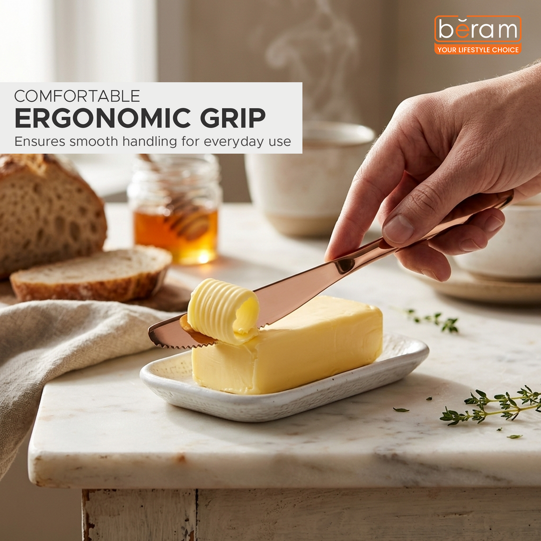 BERAM Table Trend Cutlery Elegant 18/10 Stainless Steel Flatware with PVD Copper Finish, Premium Tableware for Home, Restaurants