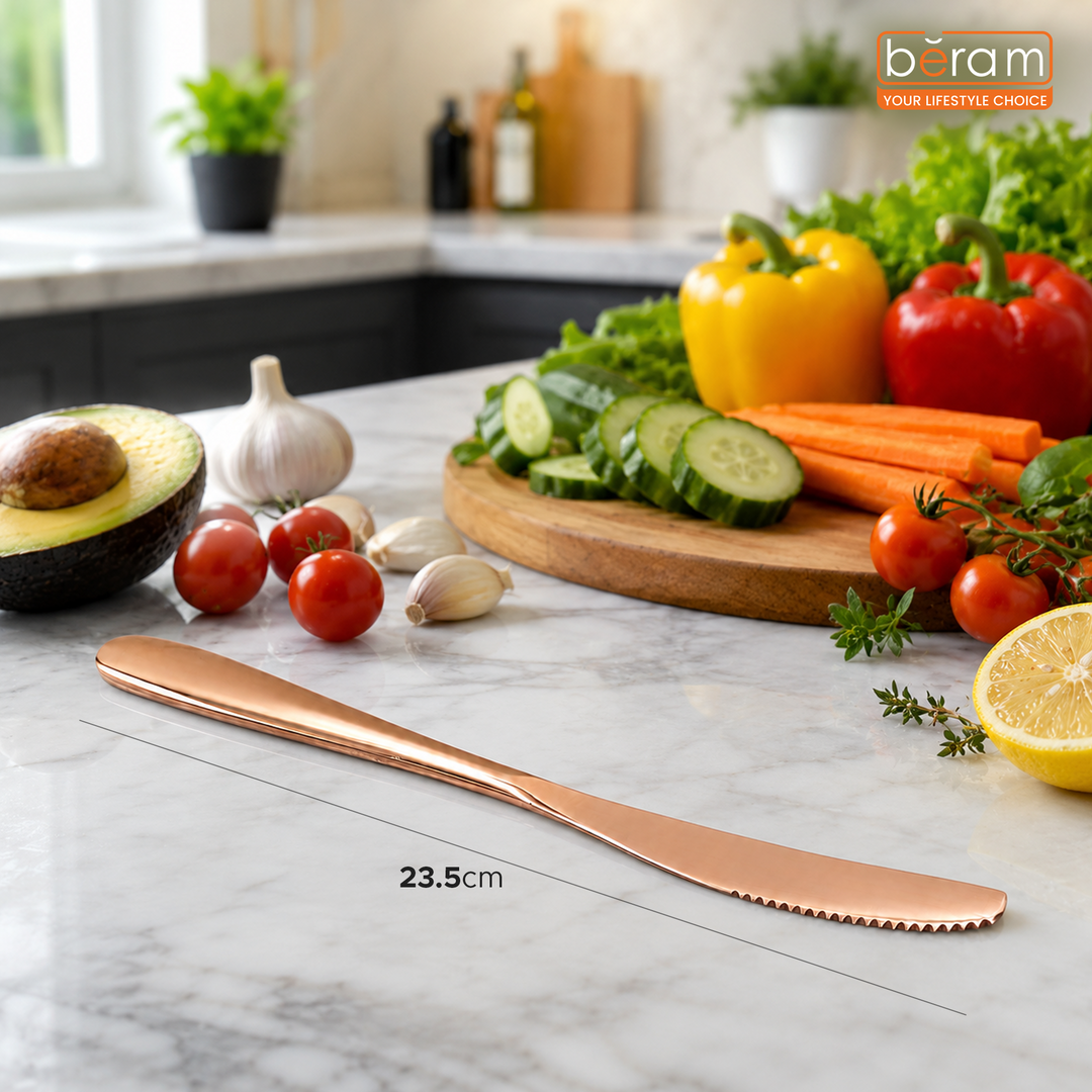 BERAM Table Trend Cutlery Elegant 18/10 Stainless Steel Flatware with PVD Copper Finish, Premium Tableware for Home, Restaurants
