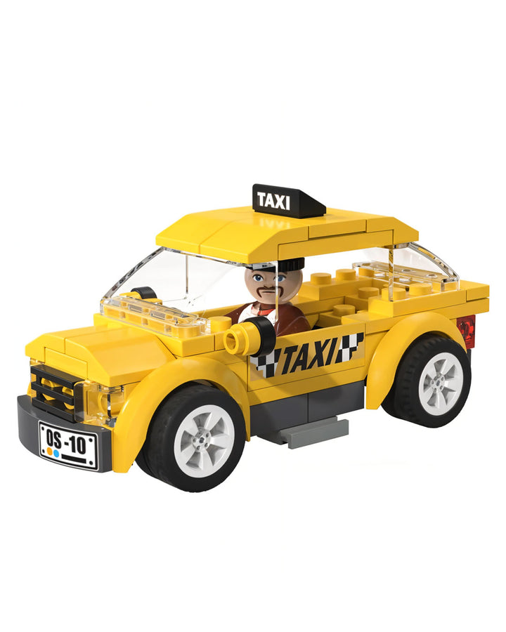 Playtive 80-Piece Taxi Building Set – Creative Construction Kit with Removable Roof, Driver Figure & Accessories – Compatible with Major Brick Brands – Encourages STEM Learning & Imaginative Play – Ages 5+